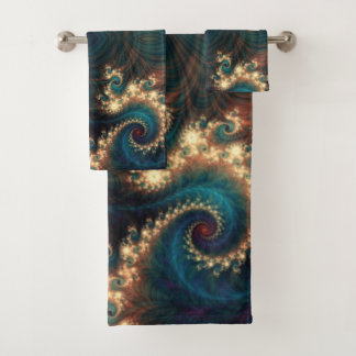 Teal Jewel Fractal Bath Towel Set