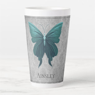 Teal Jewelled Butterfly Latte Mug