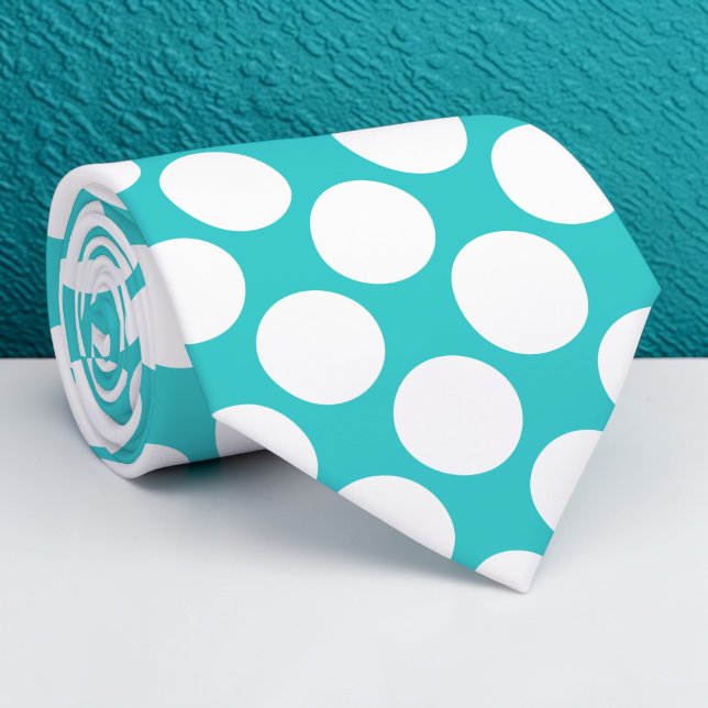Teal Jumbo Polka Dots Custom Necktie (Creator Uploaded)