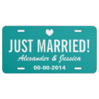 Teal Just married license plate for wedding car