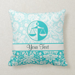 Teal Justice Scales Cushion