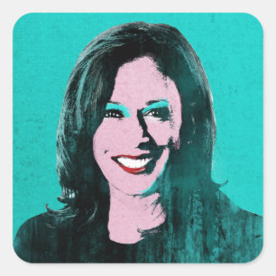 Teal Kamala Harris Pop Art Square Sticker