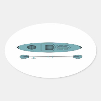 Teal Kayak Oval Sticker