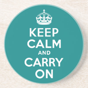 Teal Keep Calm and Carry On Coaster
