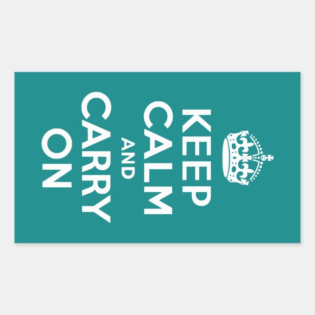 Teal Keep Calm and Carry On Rectangular Sticker (Front)