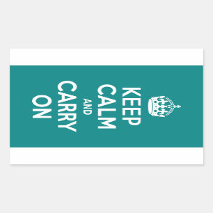 Teal Keep Calm and Carry On Rectangular Sticker
