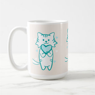 Teal Kitty Coffee Mug