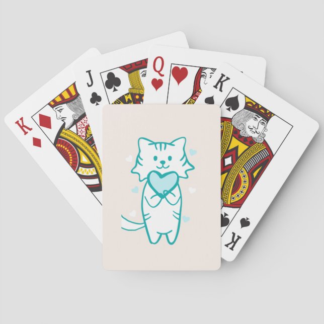Teal Kitty  Playing Cards (Back)