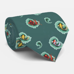 Teal Koi Paisley Design Tie