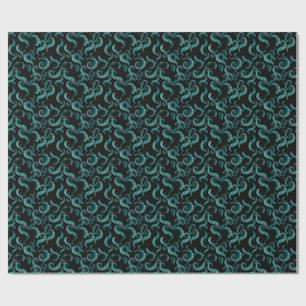 Teal Kraken Octopus Tentacles Wrapping Paper