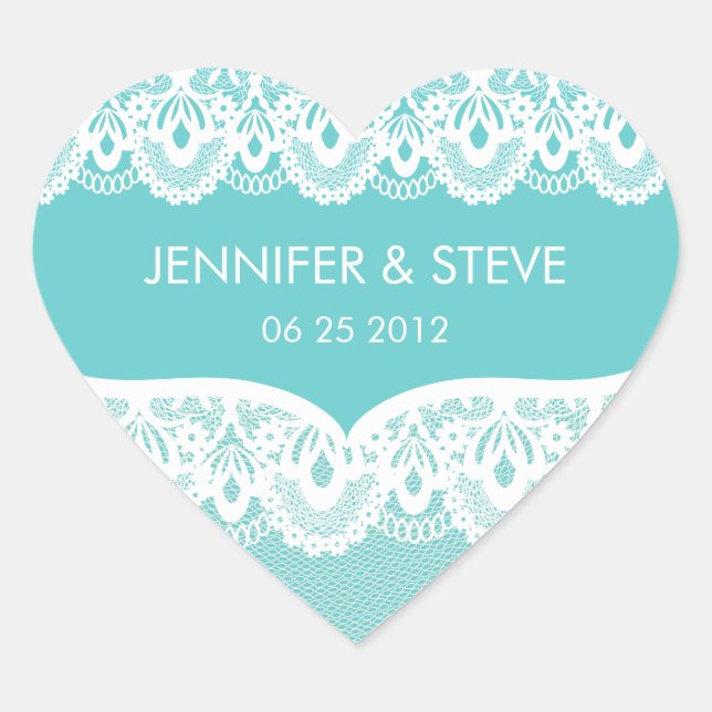 Teal Lace Wedding Stickers (Front)