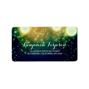 Teal Lantern Lights Romantic Wedding Label