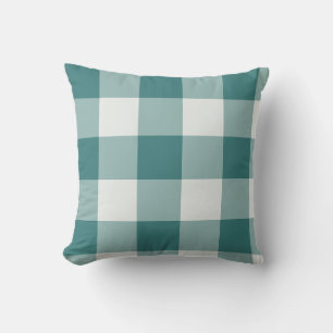 Teal Large Chequered Gingham Cushion