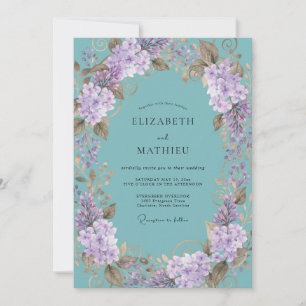 Teal Lavender Botanical Romance Wedding Invitation