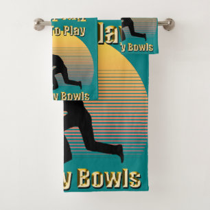 Teal Lawn Bowls Playtime, Bath Towel Set