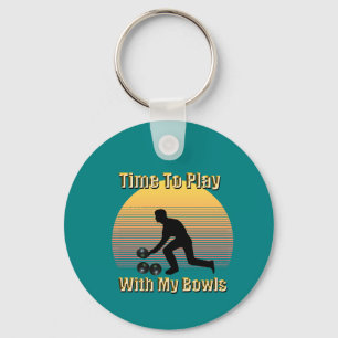 Teal Lawn Bowls Playtime, Keyring