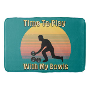 Teal Lawn Bowls Playtime, Memory Foam Bath Mat