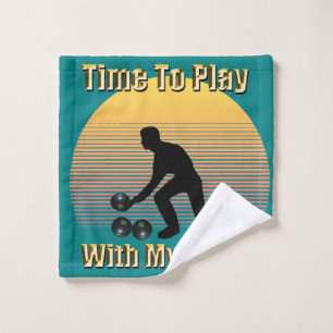 Teal Lawn Bowls Playtime, Wash Cloth