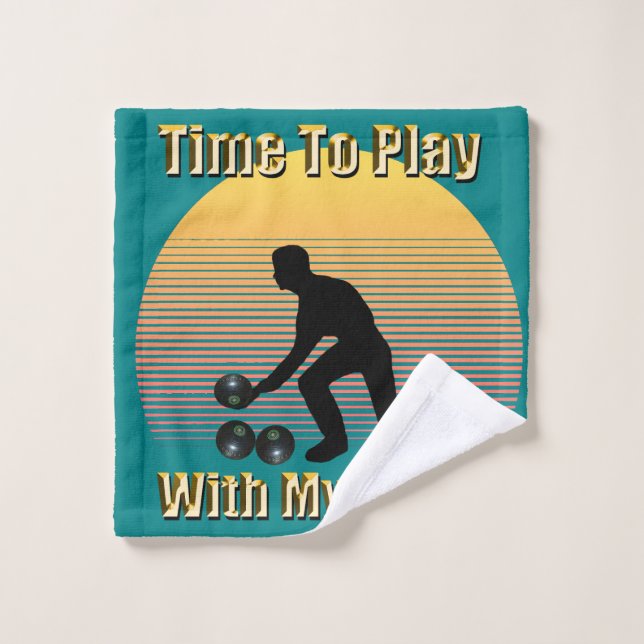 Teal Lawn Bowls Playtime, Wash Cloth (Wash Cloth)