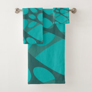 Teal Layered Ovals  Bath Towel Set