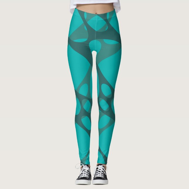Teal Layered Ovals  Leggings (Front)