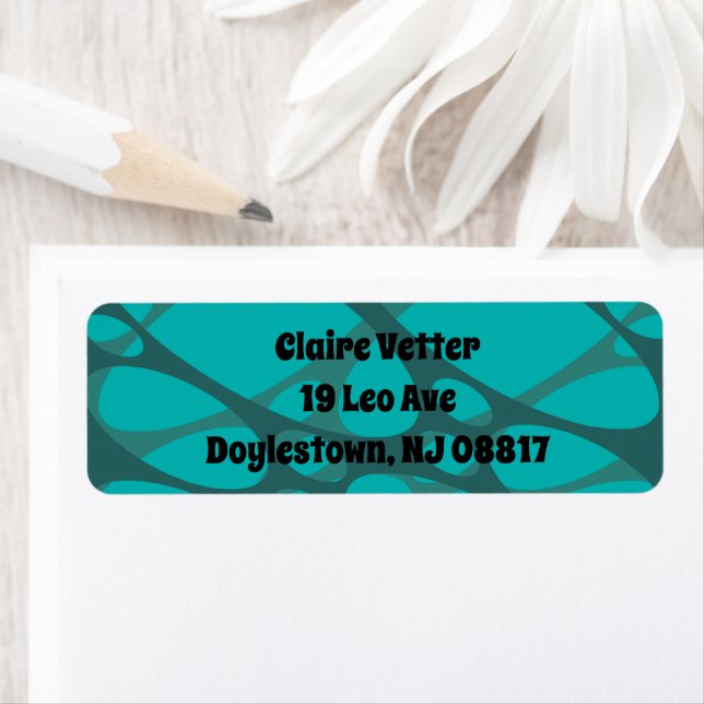 Teal Layered Ovals  Return Address Label (Insitu)