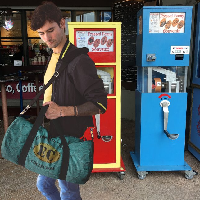 Teal Leather Imitation Elongated Coin Collector Duffle Bag (Creator Uploaded)