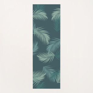 Teal Leaves Camouflage Pattern Yoga Mat