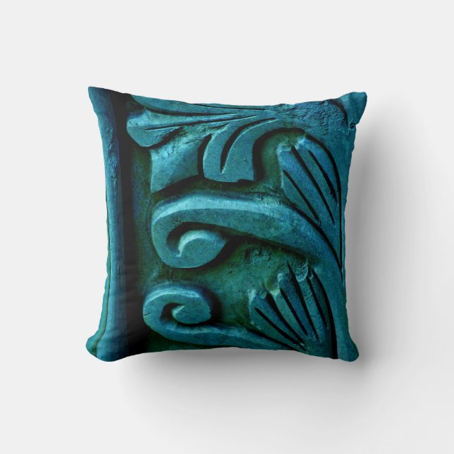 Teal Leaves Cushion (Front)