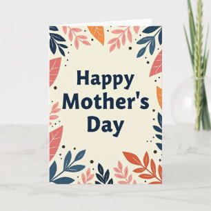 Teal Leaves Mothers Day Card