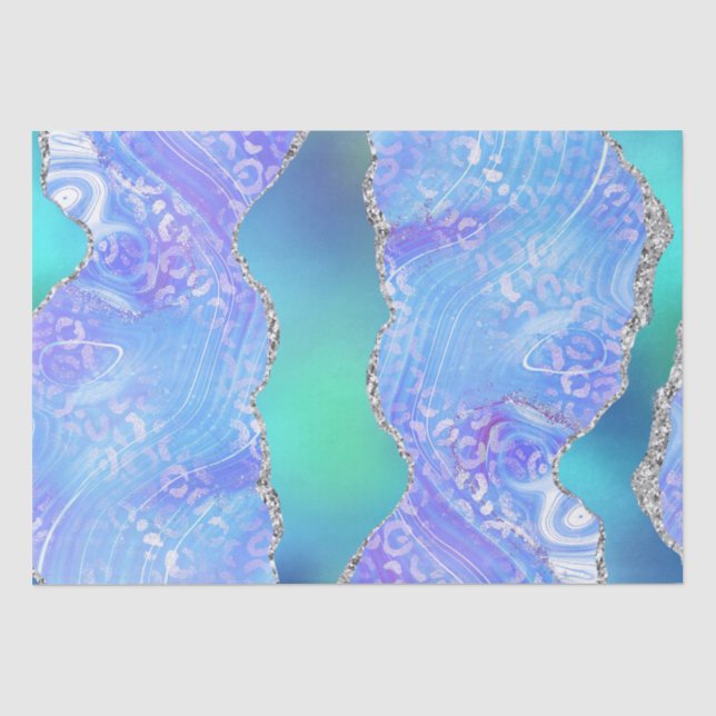 Teal Leopard Agate | Glam Abstract Stone Pattern Tissue Paper (Front)