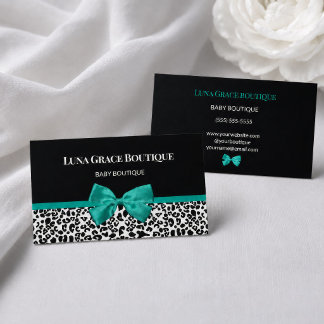Teal Leopard Baby Boutique Business Card