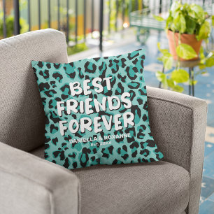 Teal Leopard BFF Best Friend Besties Cushion