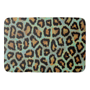 Teal leopard chic animal print bath mat