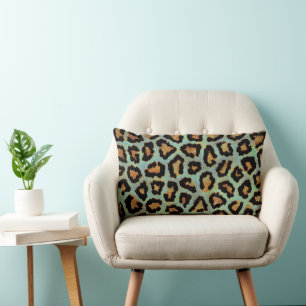 Teal leopard chic animal print throw pillow