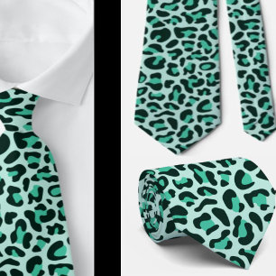 Teal Leopard Print Groomsmen Punk Rock Weddings Tie