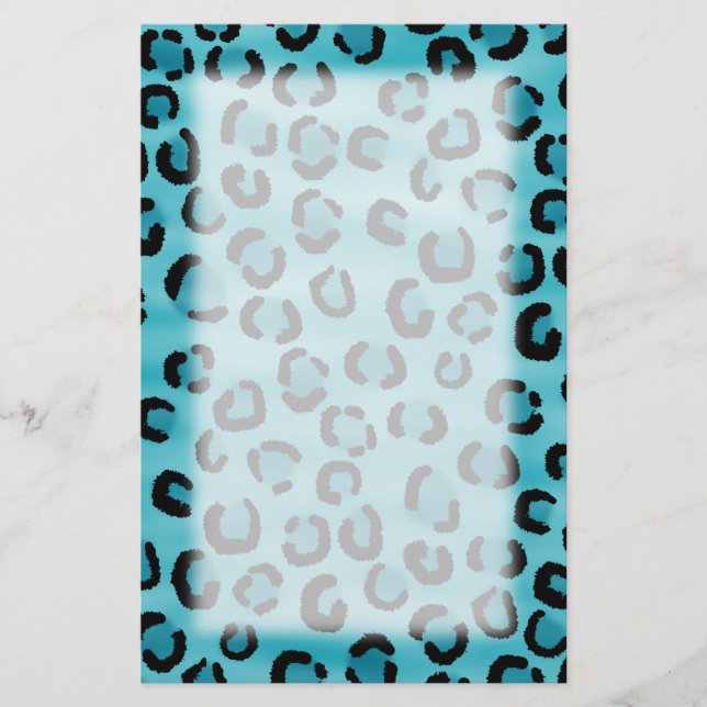 Teal Leopard Print Pattern. Stationery (Front)