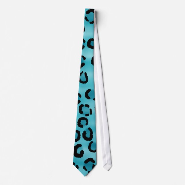 Teal Leopard Print Pattern. Tie (Front)