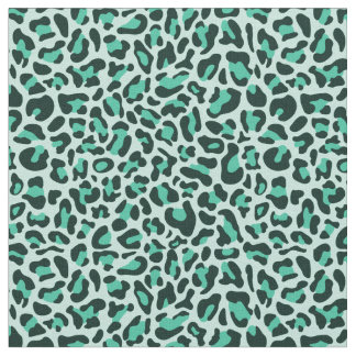 Teal Leopard Print Trendy Retro Fabric