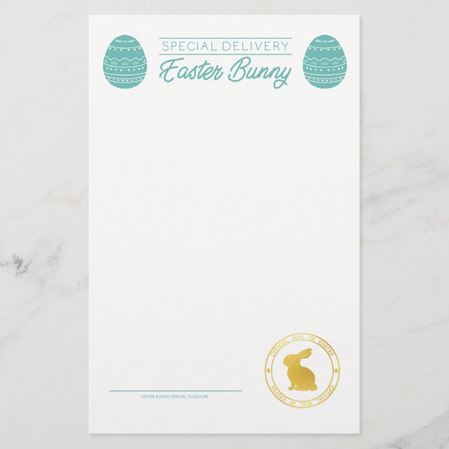 Teal Letter From The Easter Bunny Blank (Front)