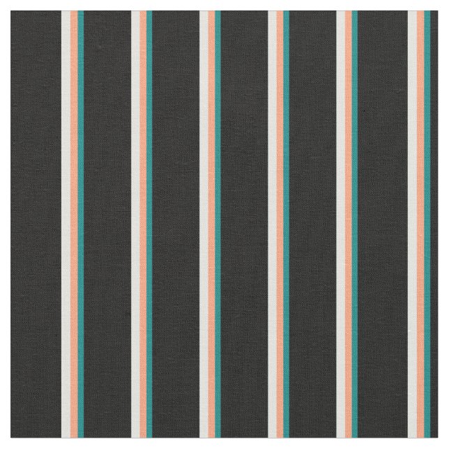 Teal, Light Salmon, Light Cyan, and Black Coloured Fabric (Close Up)