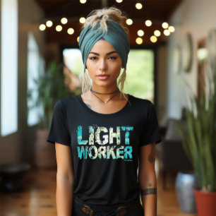 Teal Light Worker Bold Font Sunburst Spiritual  T- T-Shirt