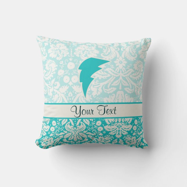 Teal Lightning Bolt Cushion (Front)