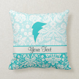 Teal Lightning Bolt Cushion