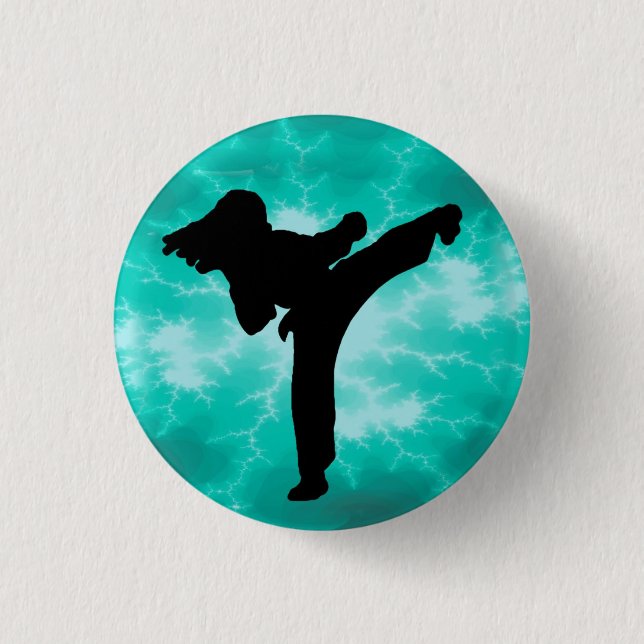 Teal Lightning Lady pinback button (Front)