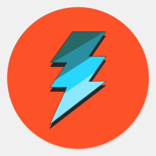 Teal Lightning Thunder Bolt Classic Round Sticker