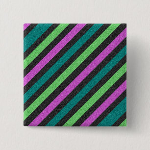 Teal, Lime Green, Hot Pink Glitter Striped STaylor 15 Cm Square Badge