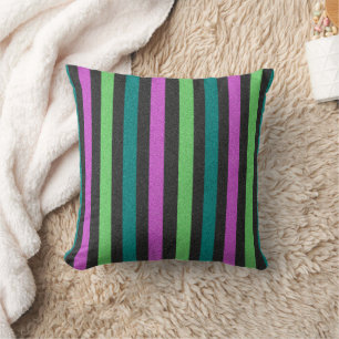 Teal, Lime Green, Hot Pink Glitter Striped STaylor Cushion