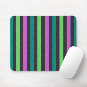 Teal, Lime Green, Hot Pink Glitter Striped STaylor Mouse Pad