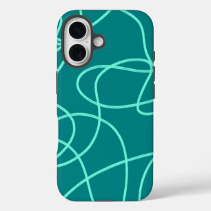 Teal Line Art  iPhone 16 Case